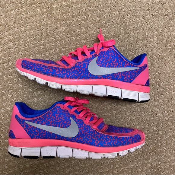 Nike Shoes - Nike Free 5.0 V4 Hot Pink/Blue Sneakers